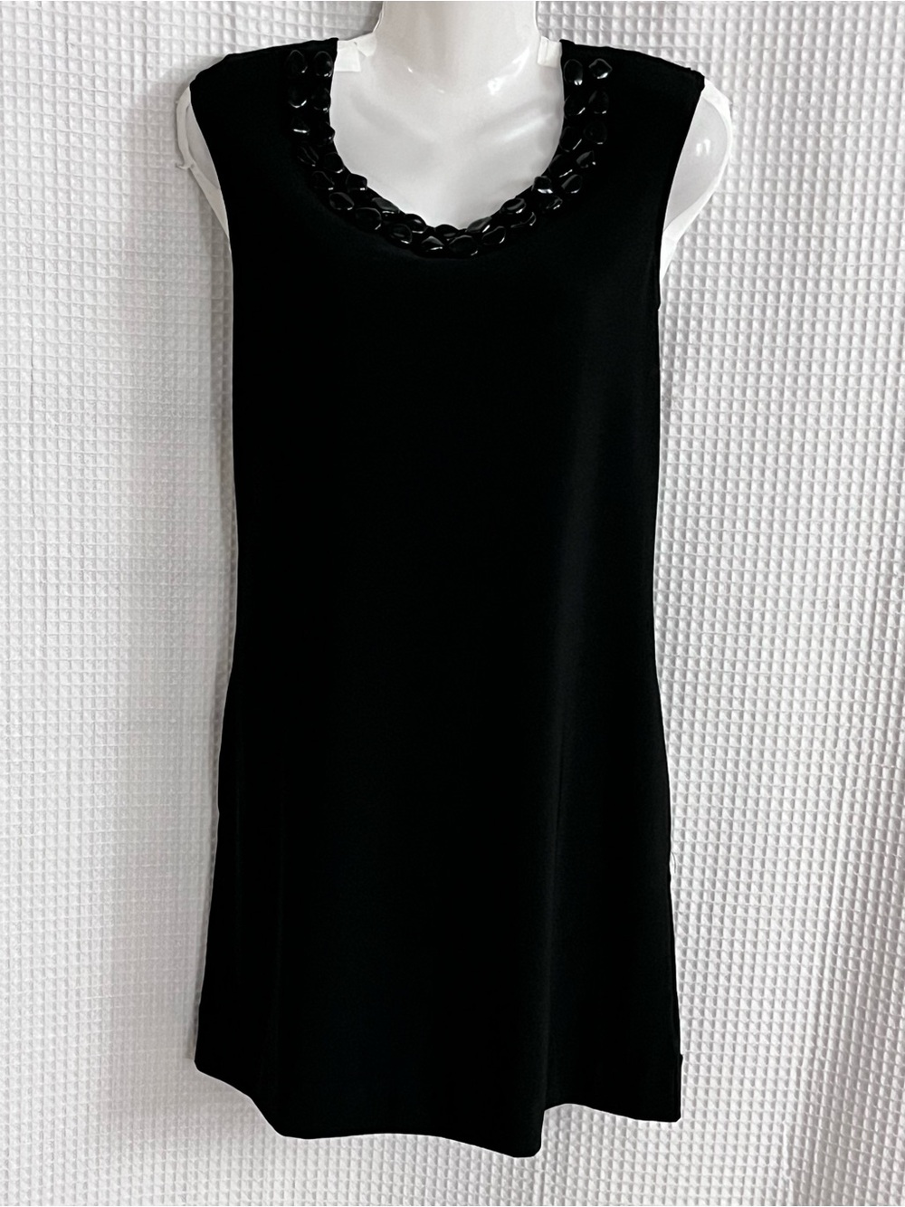WHBM Black Sleeveless Bead-Trim Tunic dress size small